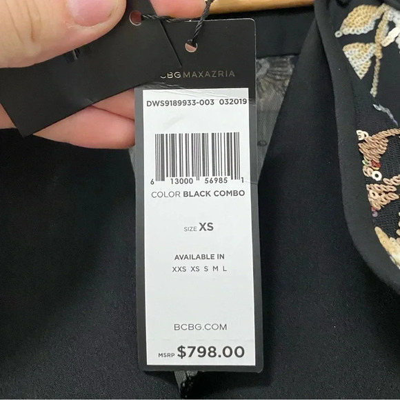 NWT BCBGMaxAzaria Floral Sequin Embroidered Jumpsuit - Picture 10 of 12